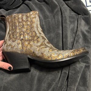 LIBERTY Black Gold and Brown Ankle Boots